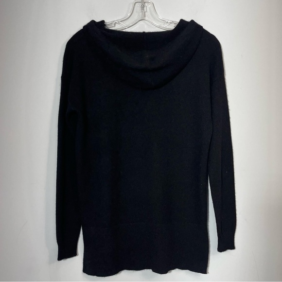 C by Bloomingdales Cashmere Hoodie Sweater Black XS High Low Side Slits Pullover - Picture 10 of 12